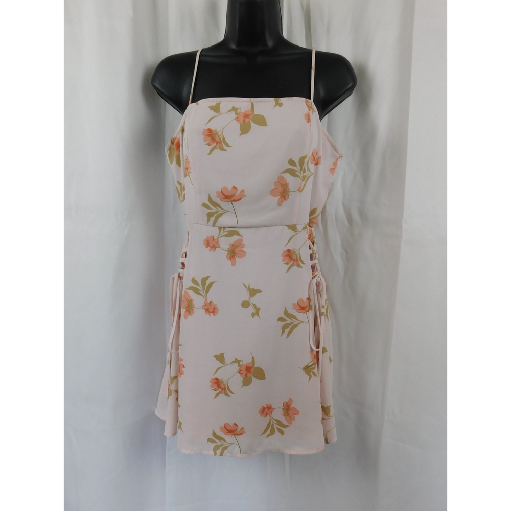 ALTAR'D STATE FLORAL PRINT SIDE LACE-UP MINI DRESS M
